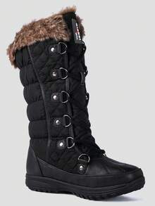 GLOBALWIN Women's Snow Boots Mid Calf Warm Winter Fashion Boots Comfortable Lace-UpWaterproof Boots Insulated Non-Slip Outdoor Shoes For Women - 1816黑色 - 查看 2