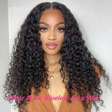 5x5 Wear And Go Glueless Wigs Human Hair 250% Density Deep Wave Lace Front Wigs Human Hair Pre Cut 5x5 HD Lace Closure Wigs Pre Plucked 12A Real Pre Bleached (40inch, 5X5 Deep Wave Wig)