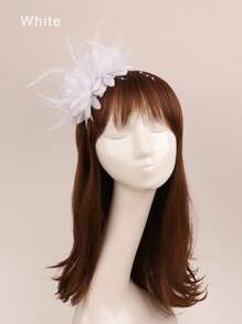 1 Stück Blumen-Haarband Fascinator Hut Tea Party Kopfbedeckung mit Federn Derby Hochzeit Fascinator auf Haarband für Mädchen und Frauen