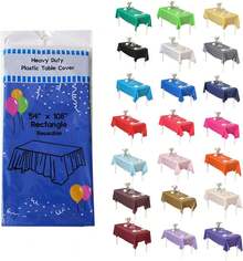 4-Pack Heavy Duty Rectangle 54" X 108" Royal Blue Plastic Table Covers Tablecloth (Reusable) 4 Pack Rectangle 54" X 108", Royal Blue) - 寶藍色 - 查看 1