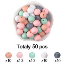 50 Peças Kit de Contas de Silicone Neon - Contas Redondas Vibrantes de 12/15mm em Conjunto Misto, Acessórios Artesanais de Joias DIY, Contas Decorativas de Moda para Caneta, Pulseira, Colar, Chaveiro e Presentes Criativos de Uso Múltiplo