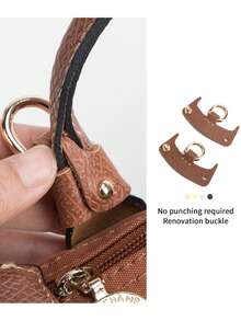 3 piezas Accesorios de mini bolso, hebilla de conversión de correa de hombro de cuero para bolso de hombro/bandolera - Marrón - Ver 4