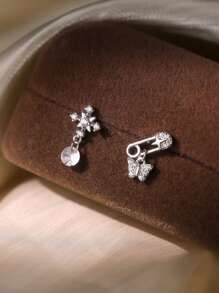 1 pieza Clip de mariposa de plata esterlina S925, pendientes minimalistas de Cruz de copo de nieve, adecuado para uso diario de mujeres, Día de la Madre, Novia, Regalo del Día de Pascua, Día de San Valentín