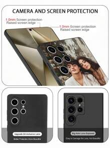 1 pieza Funda de teléfono suave y negra personalizada con foto de San Valentín/parejas/niños/mascotas, con texto/firma personalizada, compatible con iPhone 16/16 Pro/16 Plus/16 Pro Max, S25 Ultra y talla grande, regalo empresarial de alta gama, ideal para líderes, amigos, padres, madres, novios y novias