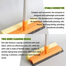 أداة تنظيف النوافذ 2 في 1 ، منظف نوافذ وسطح المنضدة مع مقبض ألمنيوم، شمواة وإسفنجة تنظيف يدوية سهلة الاستخدام، مناسبة للنوافذ والزجاج والسيارات والحمامات والمطابخ، مستلزمات تنظيف