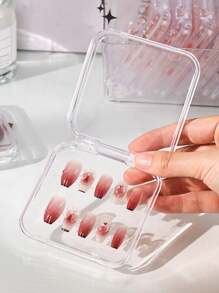Caixa de armazenamento para armadura de 1/4 peças, caixa de joias com tampa articulada, caixa transparente para nail art, prateleira feita à mão, caixa de exposição de mesa, caixa de embalagem para produto acabado