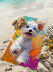 1pc Cartoon Dog Beach Towel, Soft And Lightweight Towel For Couples Outdoor Camping, Suitable For Travel, Swimming, Bath, Camping And Beach Vacation - Ideal Gift For Family, Friends And Loved Ones