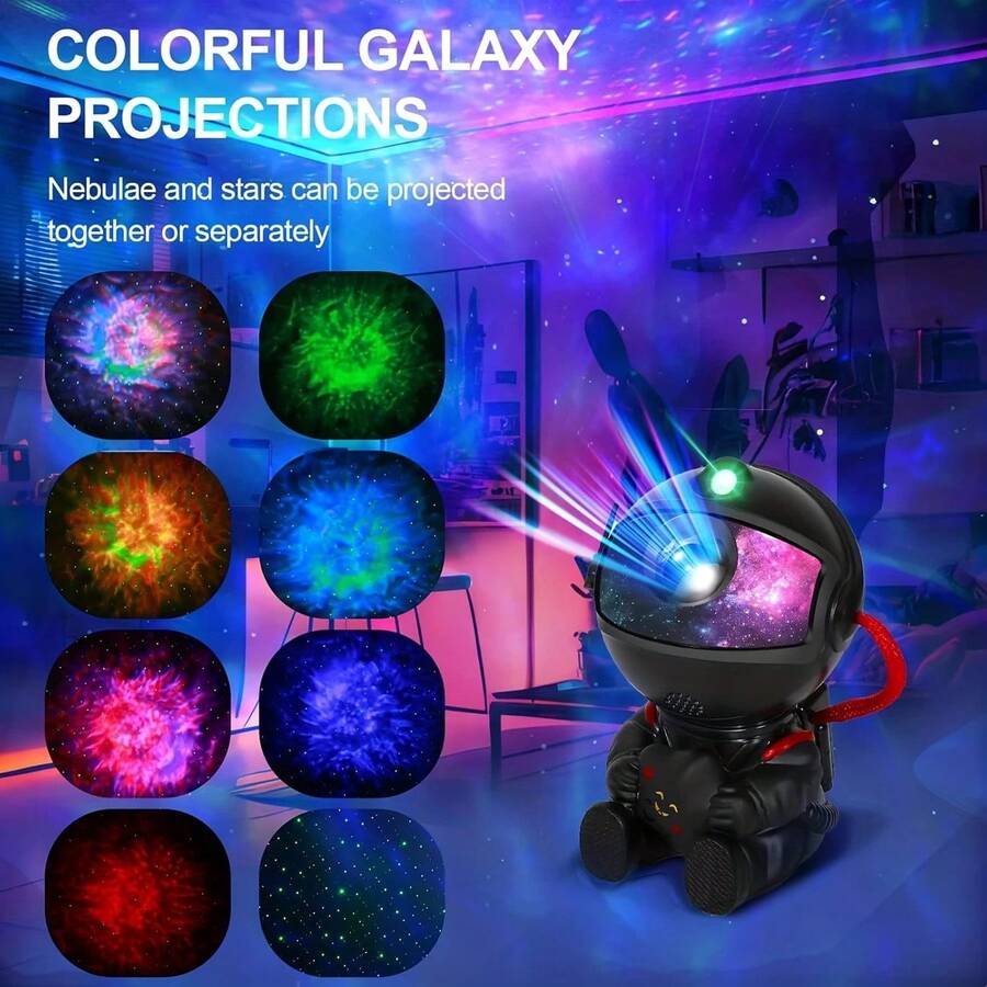 Astronaut Embraces The Stars As A Galaxy Night Light With 8 Modes, Remote Control And 360" Rotation Function - USB Powered LED Star Projector For Bedroom Decoration, Game Room, Home Theater Ceiling - Perfect For Christmas And Halloween - Black - View 1