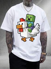 Men's Graphic T-Shirt Cartoon Duck Design for Daily Wear 100% Cotton Unisex Suitable for Gifts - Blanco - Ver 2