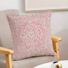 Conjunto de 4 capas de almofadas decorativas com mandala rosa, 45 cm quadrados - Design floral moderno, fecho com zíper, adequado para decoração de sofá e quarto