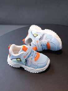1 Pair Children's Fashion Hook And Loop Closure Sports Shoes, Non-Slip Soft Bottom, Suitable For Boys And Girls, Spring/Autumn