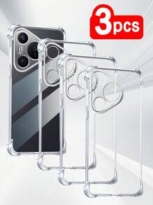 3pcs Transparent Four-Corner Anti-Fall Case Compatible With Huawei/Honor Series, Huawei/Honor Transparent Four-Corner Anti-Fall Phone Case, Phone Case, Phone Protective Cover, Phone Shell, Phone Sleeve, Anti-Fall Phone Case, Transparent Phone Case, Minimalist Phone Case, Solid Color Phone Case, Transparent Phone Case, TPU Anti-Fall Phone Case (Military-Grade Anti-Fall)
