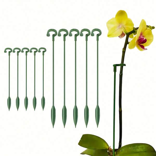 5pcs Durable Plant Support Stakes Set - Versatile Plastic Cage & Garden Sticks For Indoor Plants, Orchids, Amaryllis & Vegetable Growth - Secure Support Ring Included