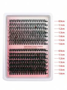 Kit de Extensão de Cílios DIY, 266/280/308/320 Peças Cílios Individuais, Extra Grossos, Curva D, Comprimentos Mistos 9-16mm, Olhar de Cílios Manga Wispy, Para Iniciantes e Reutilizáveis
