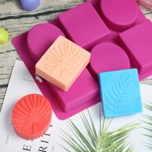 1 Peça, Molde de Sabão de Óleo Essencial Artesanal com 6 Grades em Forma de Folha Oval Quadrada, Molde de Silicone Artesanal DIY - Formas de Folha Redonda e Quadrada, Adequado para Sabão, Resina, Velas, Antiaderente, Reutilizável, Perfeito para Projetos Criativos, Molde de Silicone para Fabricação Artesanal de Sabão com 6 Folhas Quadradas Diferentes Oval Resistente a Altas Temperaturas