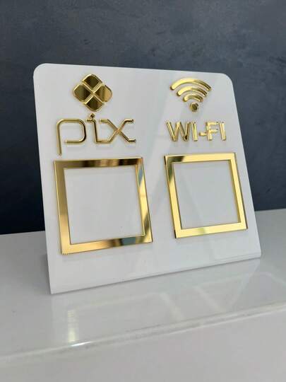 Placa Pix Display Mesa Balcão PIX e WI-FI