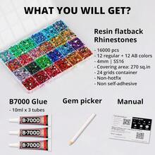 Local Delivery--30000Pcs Resin Jelly Rhinestones For Crafting Bedazzling, Multicolor 3mm Flatback Gems For Crafts Clothing Clothes Tumblers Shoes Nails, Flat Back Mixed Color Bulk Bedazzler Kit Jewels With B7000 Glue - Multicolored 4mm - View 8
