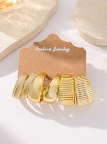 6-18 pièces Ensemble de boucles d'oreilles pendantes en forme de larme à bordures torsadées et rayées de très grande taille