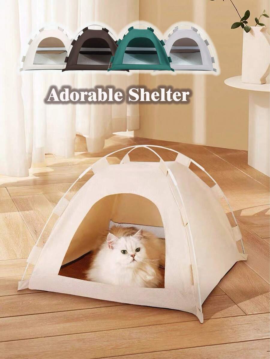 Tenda per gatti, rifugio a forma di tenda, nido per gatti, letto, tenda portatile per gattini, casa per animali domestici come cani, casetta pieghevole con tappetino morbido per piccoli animali da usare sia all'interno che all'esterno in tutte le stagioni