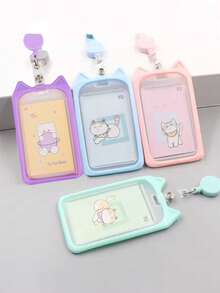 卡通可爱猫咪卡套证件卡套伸缩挂绳保护套吊坠工作公交银行照片卡套Kpop卡套 - 彩色 - 查看 5