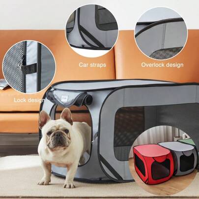 [Novo modelo 2025] Gaiola dobrável para animais de estimação em tecido Oxford, para carro e ambientes internos, dupla utilização para cães e gatos, gaiola de armazenamento portátil e respirável, pacote com 1, essencial para viagens de animais de estimação