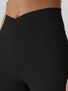 RUNONWHEELS 5 2条装女士提臀瑜伽紧身裤，高腰喇叭裤日常健身运动紧身裤，女士高腰交叉设计喇叭紧身裤适合搭配紧身裤 - 彩色 - 查看 3