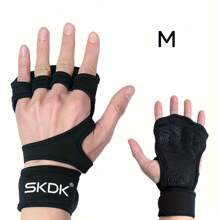 SKDK 1 par de guantes de entrenamiento con muñequeras - Agarre de silicona antideslizante, diseño de media-dedos, cierre ajustable, adecuado para gimnasio, yoga, ciclismo, dominadas, escalada. Disponible en colores negro y verde militar. Construcción duradera, unisex. Una opción ideal para accesorios de fitness, protección de manos para yoga y equipo de entrenamiento. Accesorios de gimnasio, calleras