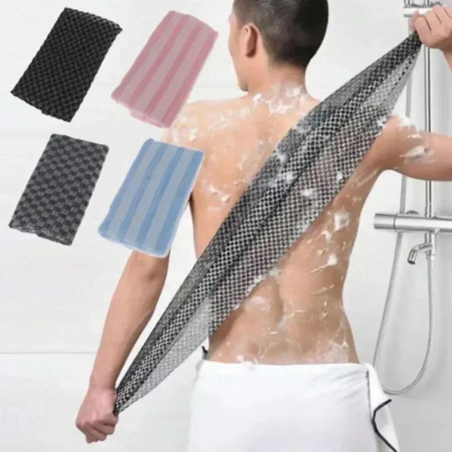 Toalla de Baño de Nylon Japonesa para Frotar, Cepillo para la Espalda, Toallas Exfoliantes, Esponja de Ducha, Accesorios de Baño - cuadrícula negra - Ver 1