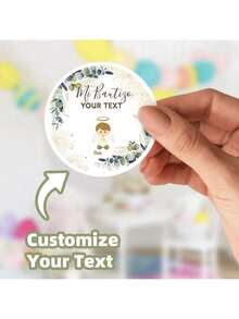 100 etiquetas personalizadas con nombre para recuerdos de Primera Comunión, pegatinas de Primera Comunión, etiquetas impermeables de 1.5~3 pulgadas para la Primera Comunión, actividades artísticas para niños - Pegatinas de - Ver 3