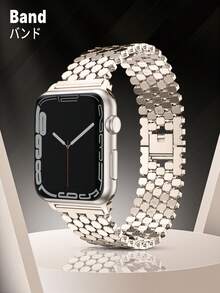 1 件创意时尚金属龙鳞 表带兼容 Ultra 3/2/1、SE、S10/S9/S8/S7/S5/S4，时尚男女通用不锈钢表带适用于 38mm/40mm/41mm/42mm/44mm/45mm/46mm/49mm 系列 - 香檳色 - 查看 3