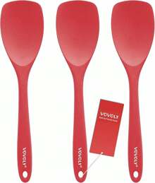 FG-Soup Spoons La Soon Set, Heat Resistant Rubber Soonula, Seamless Non-Stick Ible Scrs Ba Mixing ,3 ,Dinnerware Gold Spoon