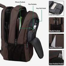 Mochila para Laptop con Carga USB, Mochila de 15.6 Pulgadas, Mochila Antirrobo para Hombre, Mochila de Viaje Impermeable y Delgada para Aire Libre, Regalo para Hombre y Mujer, Negro - CAFETERÍA - Ver 2