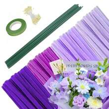511/572/725 Pcs Value Pack Handmade DIY Floral Cleaning Tool Kit, Includes Colorful Chenille Stems, Flower Set, Floral Wire, Flower Centers, Floral Tape, Ribbons And Wrapping Paper For Valentine's Day And Ramadan Bouquets, Craft Kits, Colorful Marketplace, Craft Marketplace, Artificial Flowers, Wire, Frame Marketplace, Wire, Arts, DIY, Decorations, Shaping Materials, Handmade - Multicolor - View 4