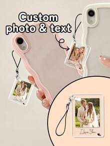 1pc Customized Photo Keychain & Phone Charm, Personalized Photo And Text Phone Pendant, Sentimental Design Phone Lanyard, Acrylic Material, Compact And Portable, Can Be Hung On Phone Case, Keys, Bags - Multicolor - View 1