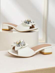 Sandálias de salto alto abertas, elegantes e fofas, de cor sólida, respiráveis e leves, adequadas para casamentos, festas e apresentações