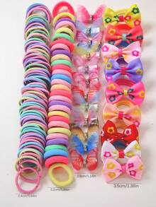 115个装女孩水钻蝴蝶发夹，简约优雅发圈，高弹耐用不伤发，多功能蝴蝶发圈，适合日常使用 - 彩色 - 查看 4