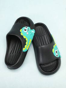 EVA Children's Dinosaur Cartoon Slippers, Lightweight Non-Slip Soft Sole, Casual House Slides, Quick-Dry, Simple Solid Color Thick Sole, Unisex Kids Beach Sandals