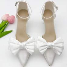 2pcs Set Minimalist Big Bow Shoe Clips, Detachable Shoe Buckle Decor, Bridal Wedding Party High Heel Shoe Clips