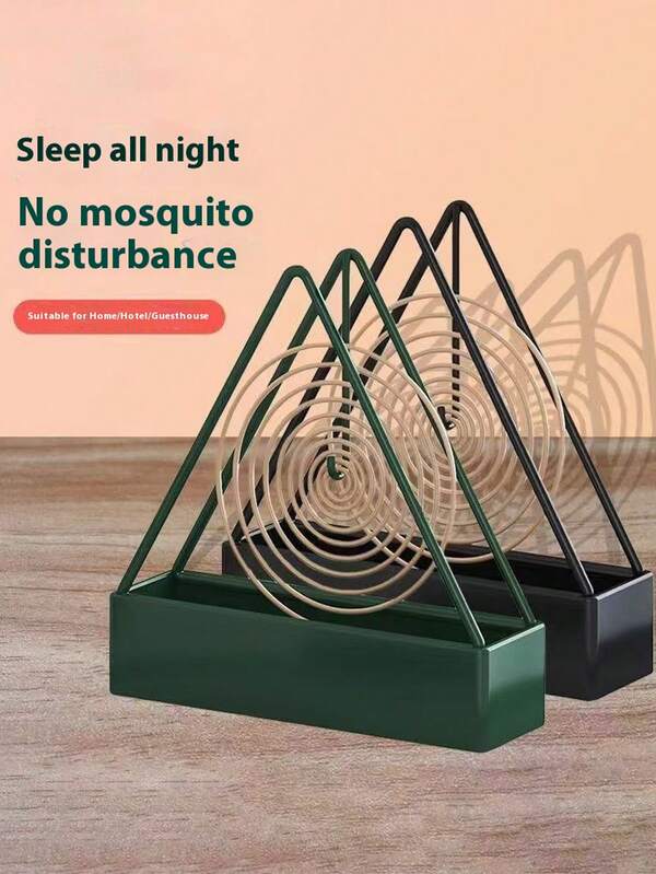 1pc Home Mosquito Coil Holder, Iron Art Incense Burner Stand With Ash Tray, Sandalwood Plate, Indoor Mosquito Repellent Device, & Heat Resistant