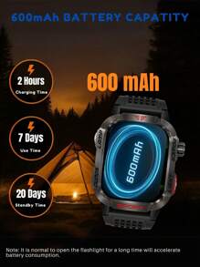 EFFEOKKI Effeokki Rugged Smart Watch For Men With Wireless Calling, 2.01 Inch IPS Display, 100+ Sports Modes, Fitness Tracker, Altitude Air Pressure, Compass, LED Flashlight, IP68 Waterproof, Compatible With IPhone & Android For Outdoor & Adventure