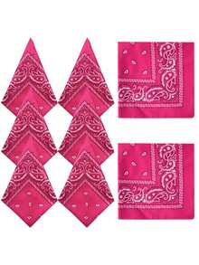 1pc Unisex Cashew Print 21.65" X 21.65" Bandana, Versatile For Outdoor Cycling, Neck Warmer, Headwrap For Dress - Hot Pink - View 10