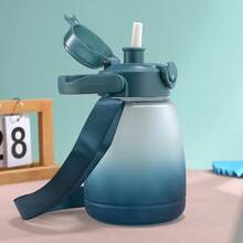 1 Stück 1200ml/40,5oz Kunststoff Becher mit Trinkhalm, tragbarer Wasserbehälter mit großem Fassungsvermögen für Studenten, Sommer Trinkbecher