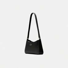 Kate Spade Bolso de hombro de piel negra para mujer, tipo clutch, tipo hobo, con cierre de cremallera.