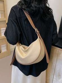 Women Leather Dumpling Handbag, PU Leather One Shoulder Saddle Bag, Solid Color Everyday Commute Bag For Women, Adjustable Strap Suitable For Shopping, Wallet, Young Women, College Students, Beginners, Office Ladies. Ideal For Office, University, Work, Business, Commuting, Outdoor Activities, Travel And Picnic