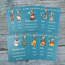 10pcs/Set Thank You Gift Set Including Cards, Christmas Themed Keychains, Charm Items Suitable For Family And Friends - Teacher's Day, Christmas, Thanksgiving, And Lucky Gifts