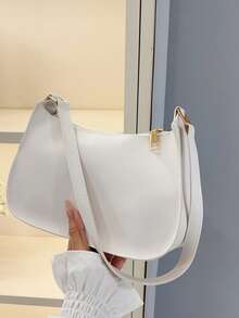 纯色极简拉链单肩包，时尚新月形包，拉链单肩包，仿皮纯色钱包，酒红色内衣收纳袋，理想的新年礼物，时尚酒红色内衣收纳袋