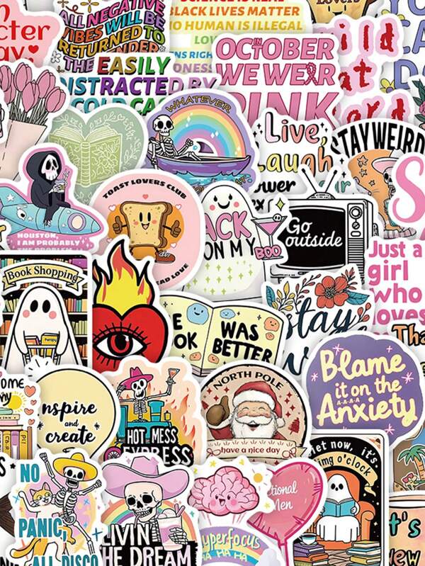 SCXXBSW 50 Funny Text Graffiti Stickers, Suitable For Mobile Phones, Computers, Laptops, Water Cups, Suitcases, Skateboards, Waterproof Decorative Stickers.