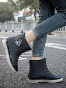 1 Pair Women's Short PVC Rain Boots, Suitable For Kitchen, Car Washing, Gardening, Outdoor Use - Black - View 1