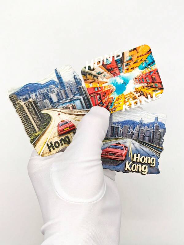 1PC Hong Kong Retro Red Taxi Fridge Magnet, Monster Building Internet Celebrity Travel Souvenir 3D Relief Fridge Magnetic Sticker Home Decor, Room, Kitchen Decorative Accessories Decorative Magnets