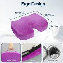 Gel Seat Cushion For Car Office - Memory Foam Pain Relief Chair Pillow Cushions - Tailbone Sciatica Coccyx Butt Lumbar Support Pad For Sitting Driving Traveling, Velvet, Purple - 紫色 - 查看 2